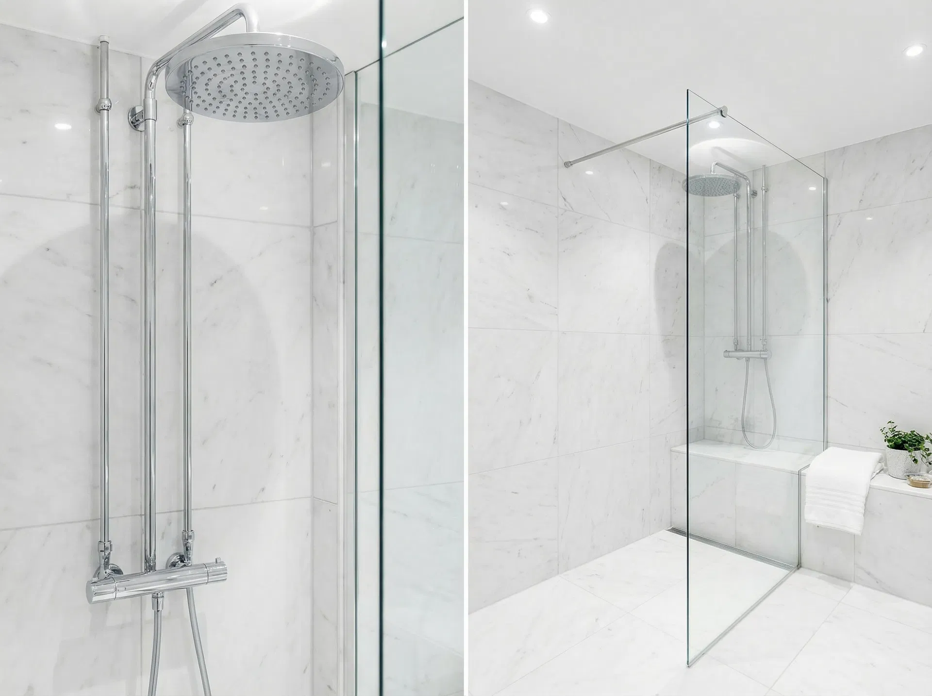 Mixer shower valve and rail in a tiled bathroom in Ashford